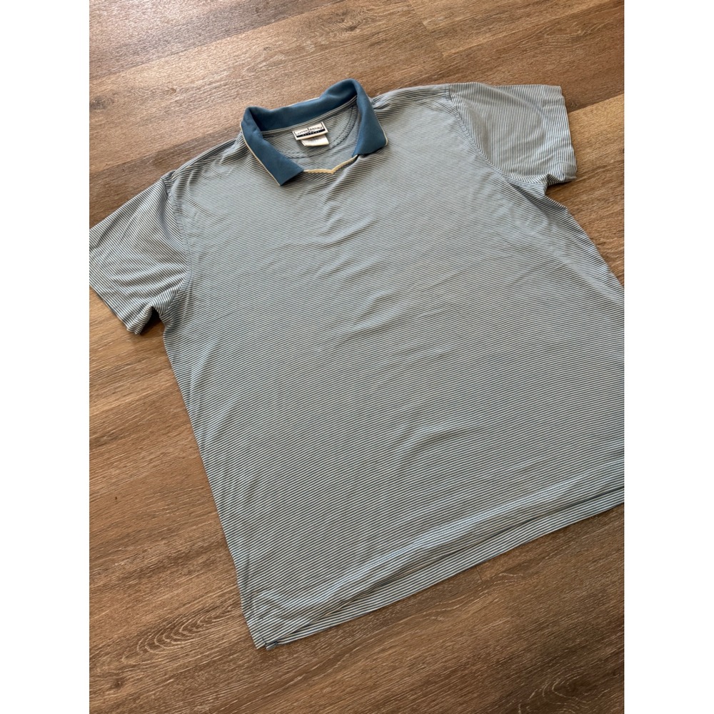 Outer Banks Reserve Blue Stripe Mercerized Cotton Polo Shirt Men's Large - Picture 2 of 7